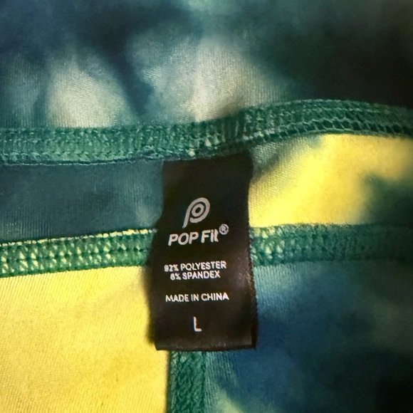 POP Fit Green Blue Tie Dye Flare Boho Leggings L (Fits M) Festival Pants NEW - Picture 3 of 5
